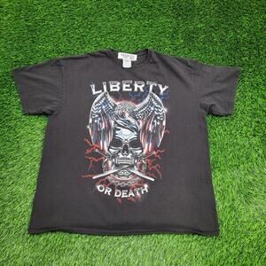 Biker Skull Liberty-or-Death Shirt XL 23x27 Black